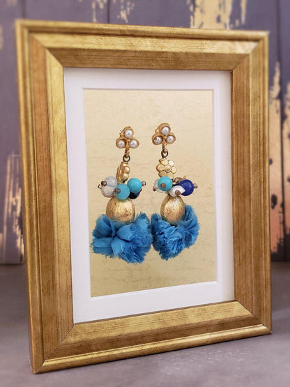 Whimsical Earrings - Blue and Gold  Summer Indigo 