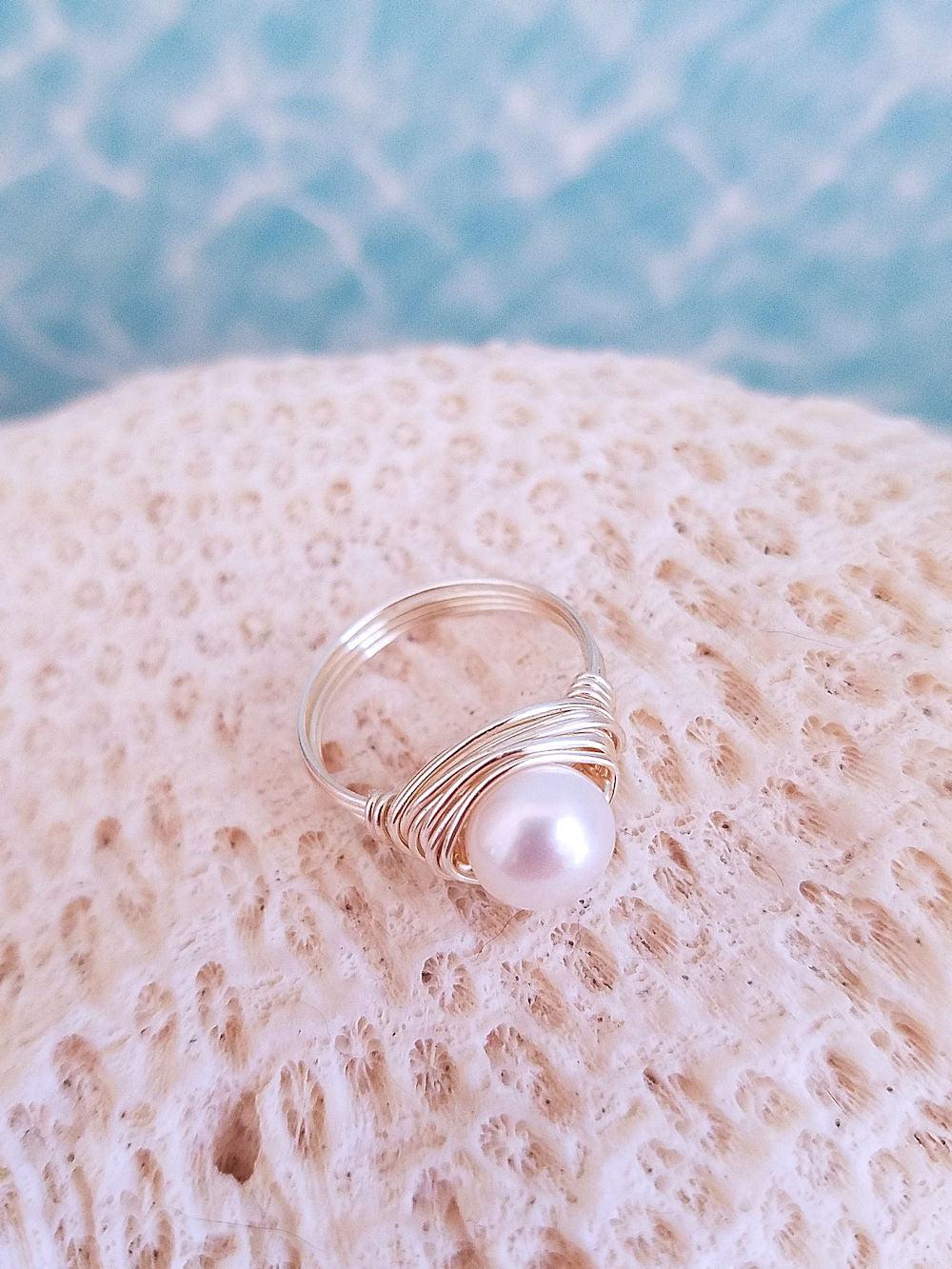 Freshwater Pearl Ring - Made to order  Summer Indigo 