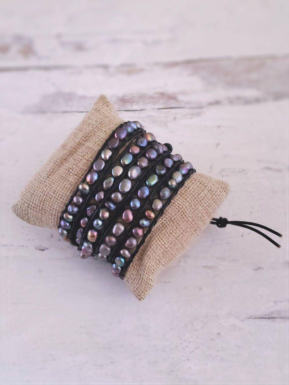 Freshwater Pearl Wrap Bracelet - Multi or Peacock - Summer Indigo 