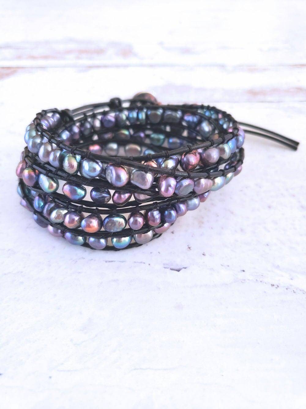 Freshwater Pearl Wrap Bracelet - Multi or Peacock - Summer Indigo 