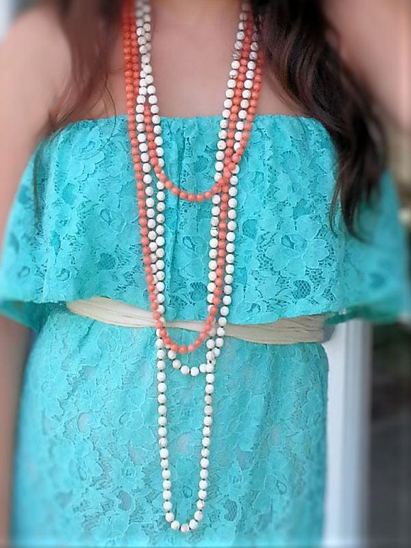 Gemstone Necklaces - Long knotted 8mm Summer Indigo