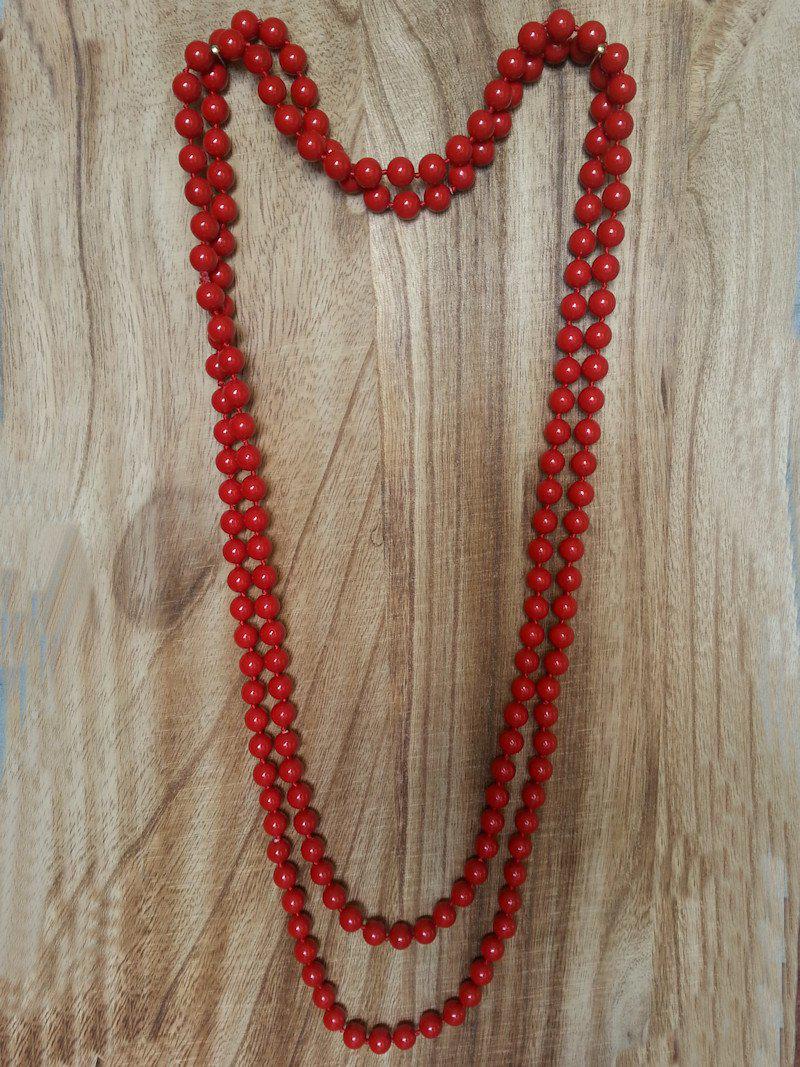 Gemstone Necklaces - Long knotted 8mm Summer Indigo