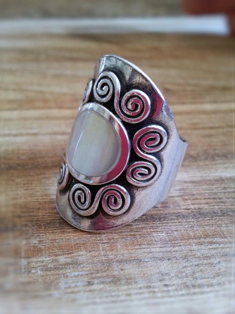 Mother of Pearl Ring - Sterling Silver  Summer Indigo 