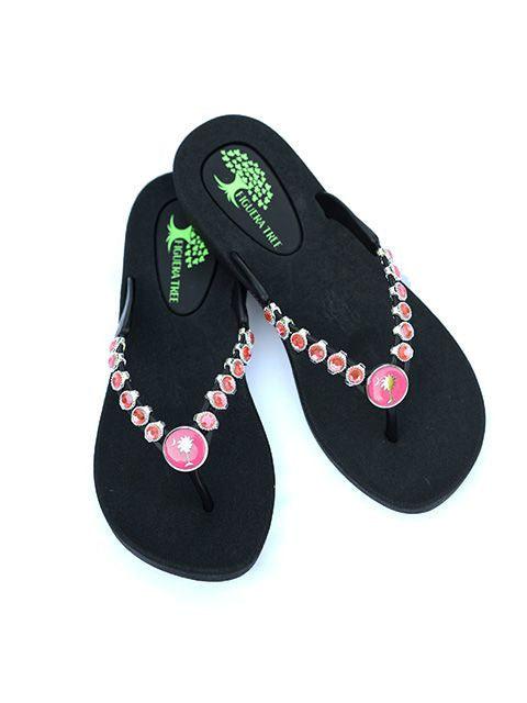 Pink & Silver Crystal Sandals  Summer Indigo 