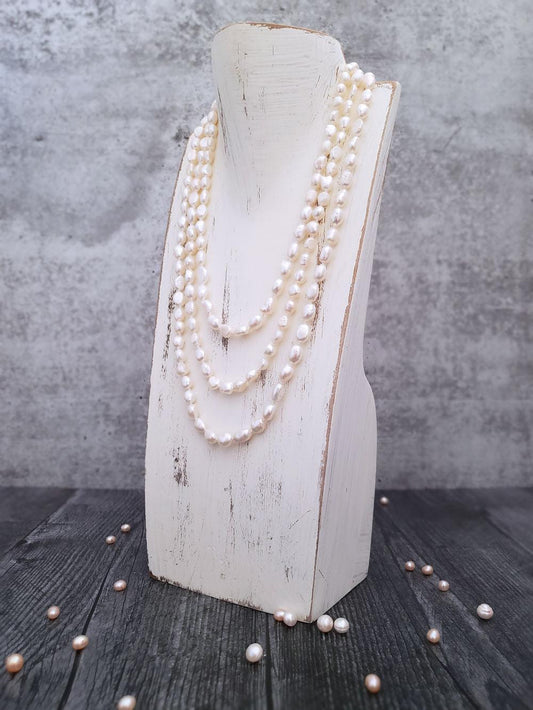 Ivory Pearl Necklace - Semi Baroque Pearls  Summer Indigo 