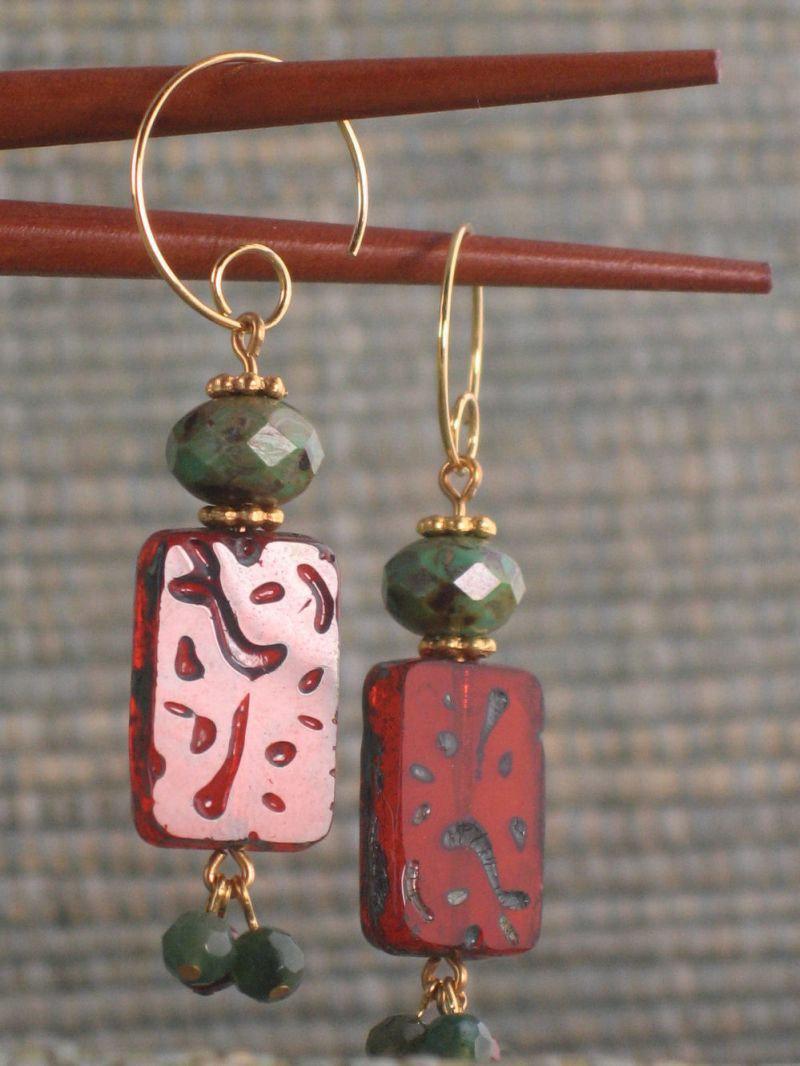 Bamboo Tile Earrings - Pick your color  Summer Indigo 