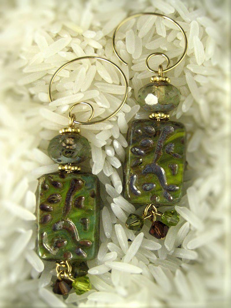 Bamboo Tile Earrings - Pick your color  Summer Indigo 