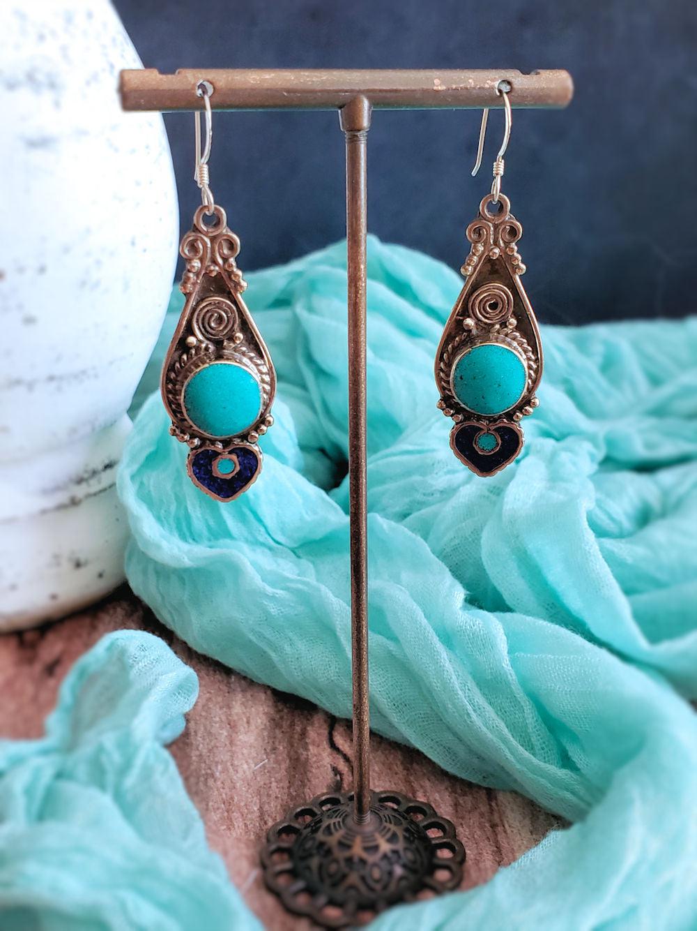 Lapis and deals turquoise earrings