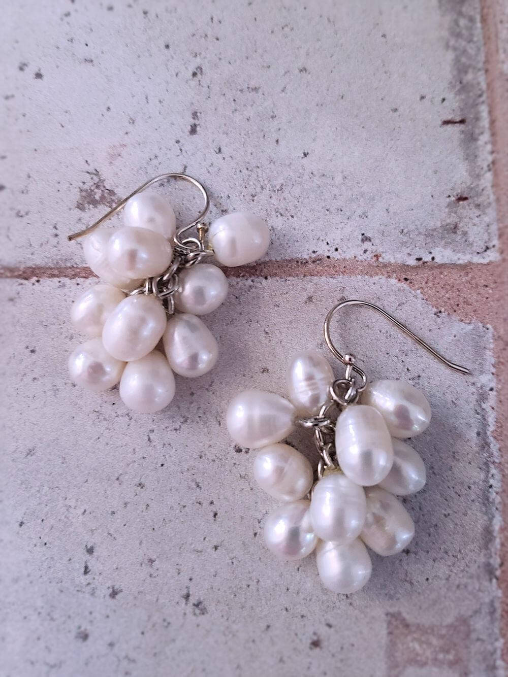 Cluster Pearl Earrings  Summer Indigo 