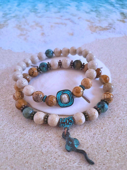 Beachy Bracelets - Stones and Pearls - Mykonos Collection