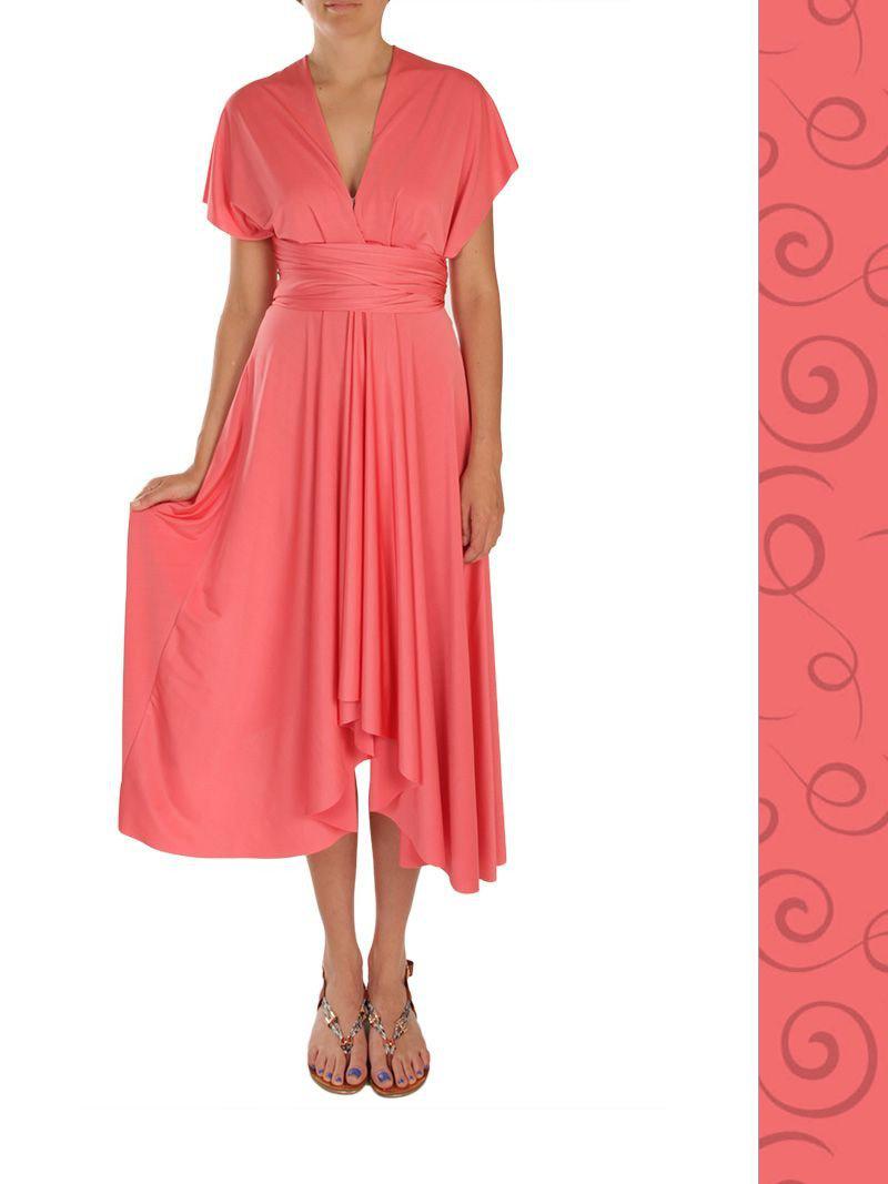 Wrap Dress - Coral - Midi Length - Summer Indigo 