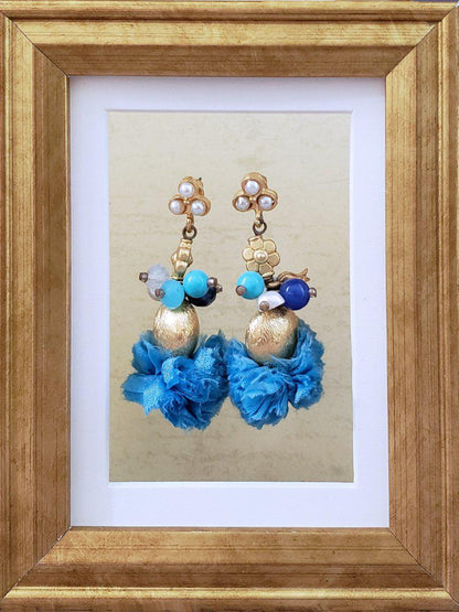 Whimsical Earrings - Blue and Gold - Summer Indigo 