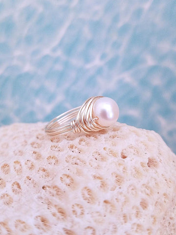 Freshwater Pearl Ring - Made to order - Summer Indigo 
