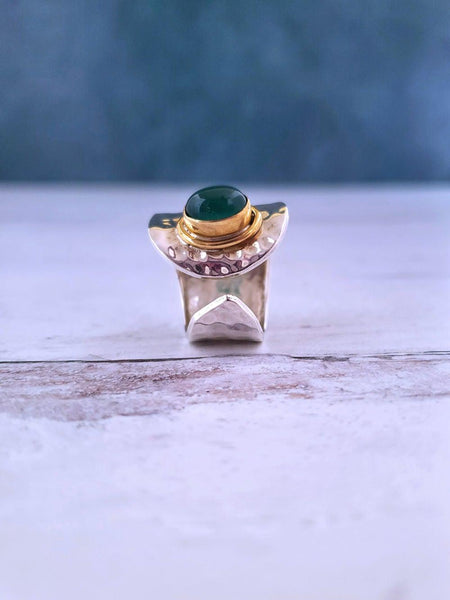 Green Onyx Sterling Silver Ring - Summer Indigo 