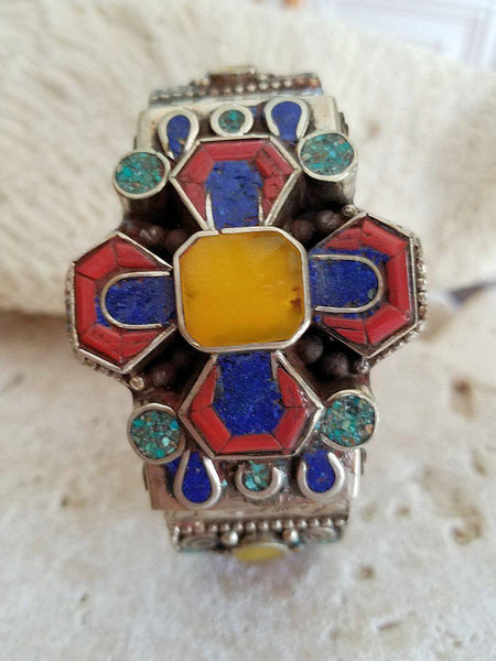 Tibetan Cuff Bracelet - Summer Indigo 