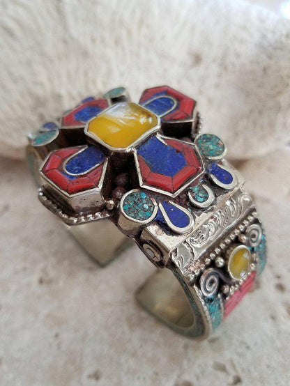 Tibetan Cuff Bracelet  Summer Indigo 