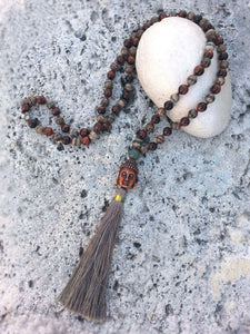 Buddha Necklace - Dzi Beads - Summer Indigo 