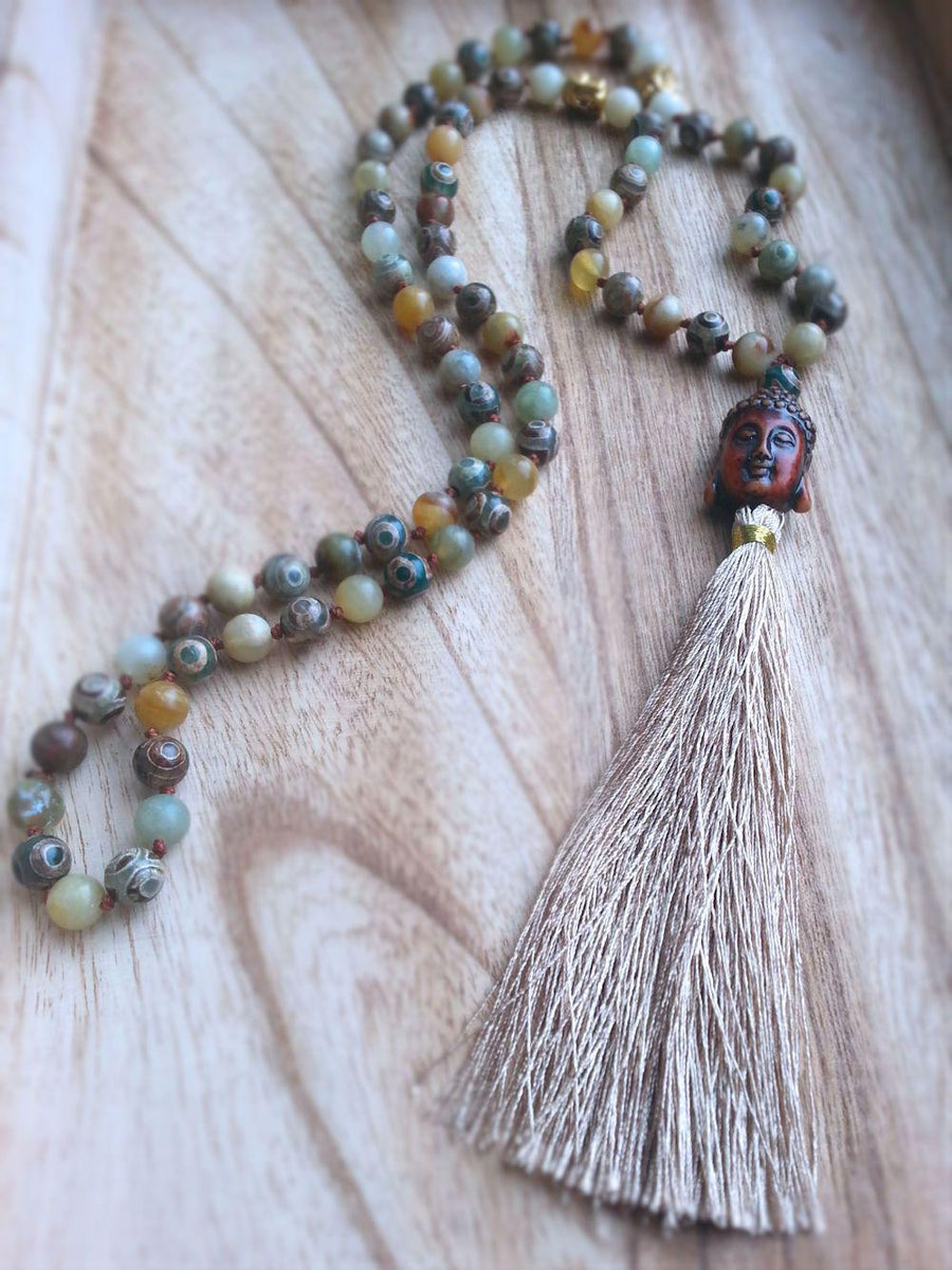 Buddha Necklace - Dzi Beads