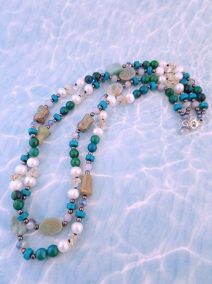 Azurite Necklace - Multi Gemstone Necklace - Summer Indigo 