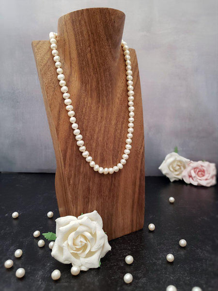 Dainty Pearl Necklace - Ivory or Peach Mix - Summer Indigo 