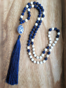 China Blue Tassel necklace - Custom order - Summer Indigo 