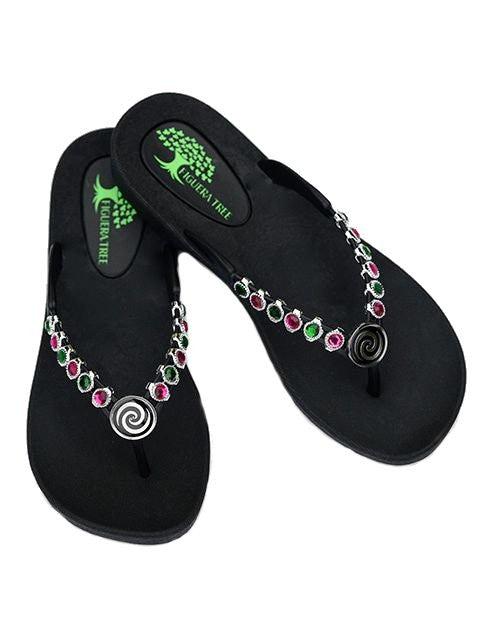Green & Pink Crystal Sandals w/ Spiral  Summer Indigo 