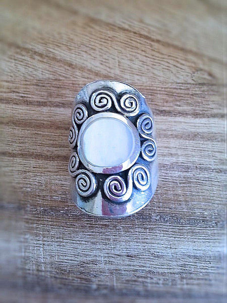 Mother of Pearl Ring - Sterling Silver - Summer Indigo 