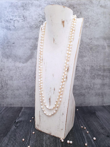 Ivory Pearl Necklace, Semi-Baroque Pearls