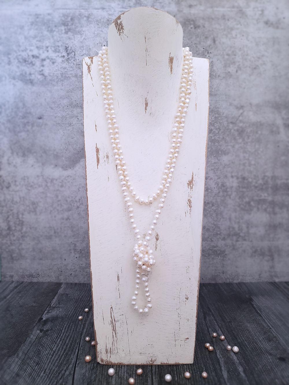 Ivory Pearl Necklace - Infinity Style - Rounds  Summer Indigo 