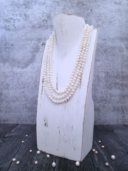 Ivory Pearl Necklace - Infinity Style - Rounds  Summer Indigo 