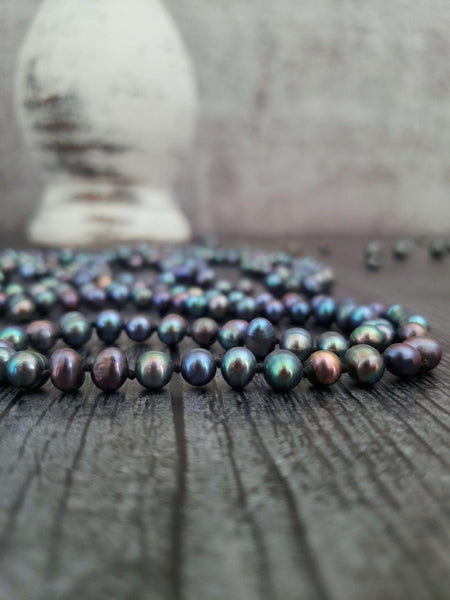 Peacock Pearl Necklace - Infinity Style - Rounds - Summer Indigo 