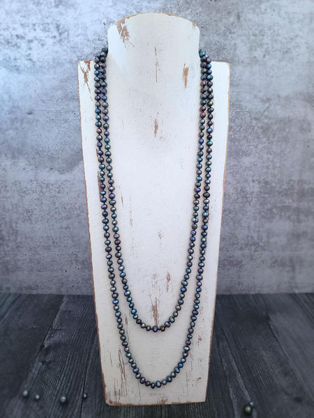 Peacock Pearl Necklace - Infinity Style - Rounds - Summer Indigo 