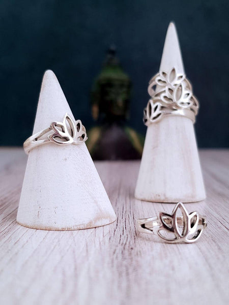 Sterling Silver Lotus Ring - Summer Indigo 